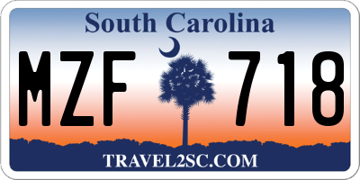 SC license plate MZF718