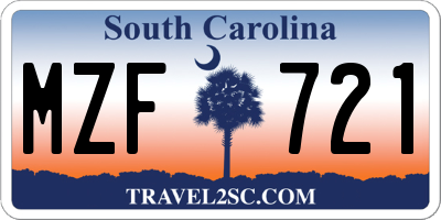SC license plate MZF721