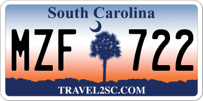 SC license plate MZF722