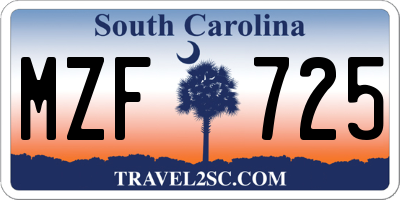 SC license plate MZF725