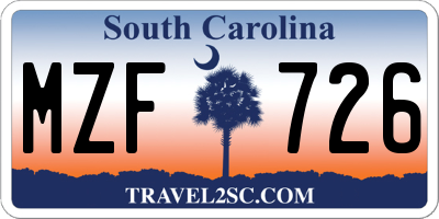 SC license plate MZF726