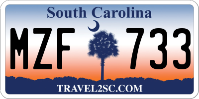 SC license plate MZF733