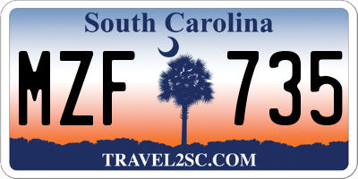 SC license plate MZF735
