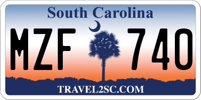 SC license plate MZF740