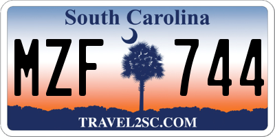 SC license plate MZF744
