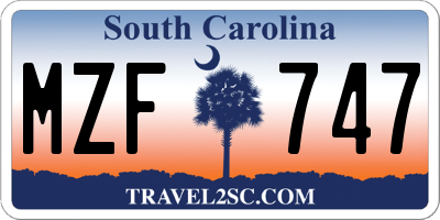 SC license plate MZF747