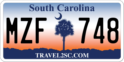 SC license plate MZF748
