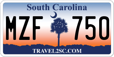 SC license plate MZF750