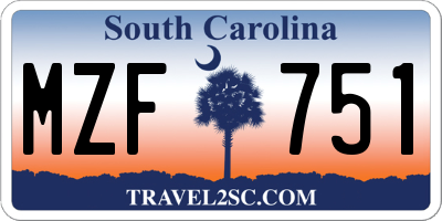 SC license plate MZF751
