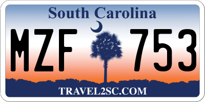 SC license plate MZF753