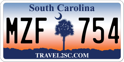 SC license plate MZF754