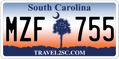 SC license plate MZF755