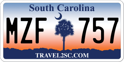 SC license plate MZF757