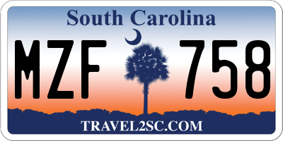SC license plate MZF758
