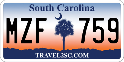 SC license plate MZF759