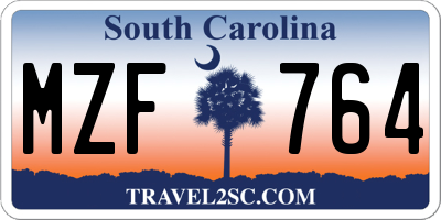 SC license plate MZF764