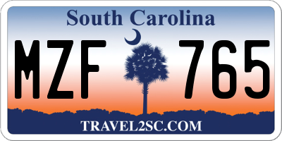 SC license plate MZF765