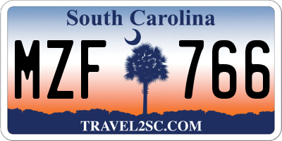 SC license plate MZF766
