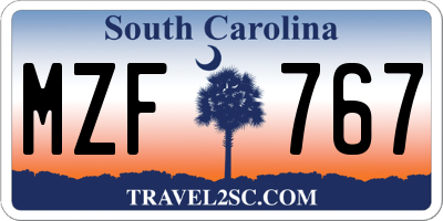 SC license plate MZF767