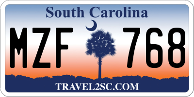 SC license plate MZF768