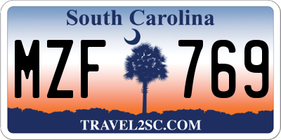 SC license plate MZF769