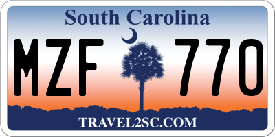 SC license plate MZF770