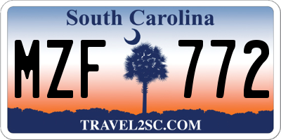 SC license plate MZF772