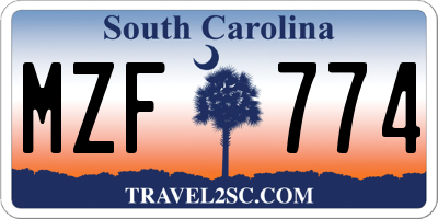 SC license plate MZF774
