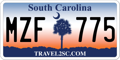 SC license plate MZF775