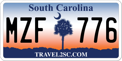 SC license plate MZF776