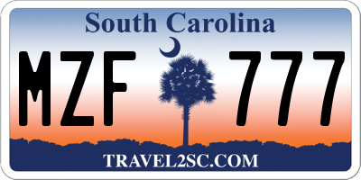 SC license plate MZF777