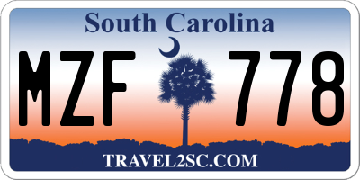 SC license plate MZF778