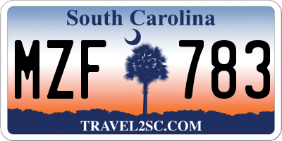 SC license plate MZF783