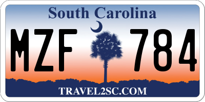 SC license plate MZF784