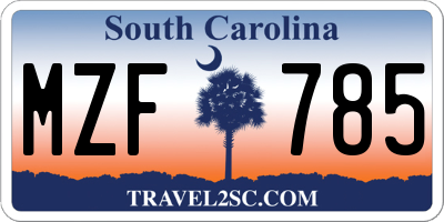 SC license plate MZF785