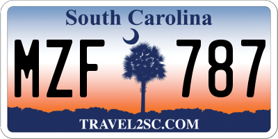 SC license plate MZF787