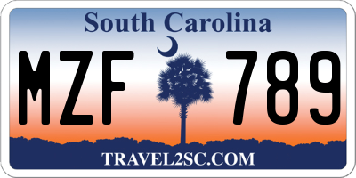 SC license plate MZF789