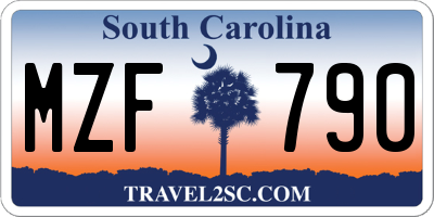 SC license plate MZF790