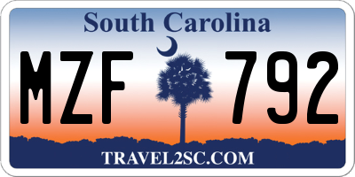 SC license plate MZF792