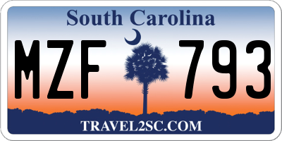SC license plate MZF793