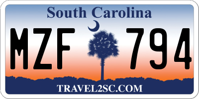 SC license plate MZF794