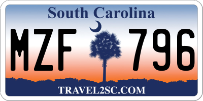 SC license plate MZF796