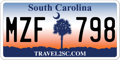 SC license plate MZF798