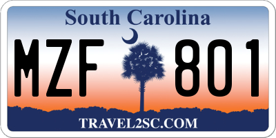 SC license plate MZF801