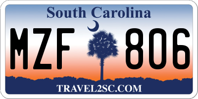 SC license plate MZF806