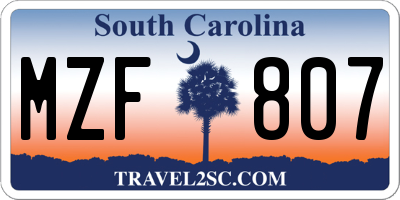 SC license plate MZF807