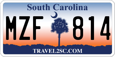 SC license plate MZF814