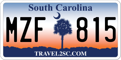 SC license plate MZF815