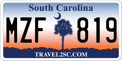 SC license plate MZF819