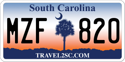 SC license plate MZF820
